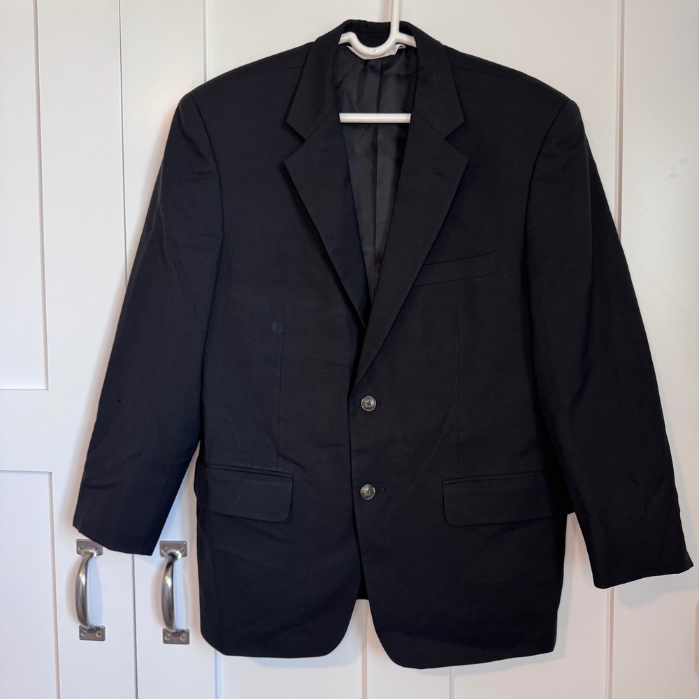 Versini Black Men's Worsted Wool Blazer Jacket SEE MEASUREMENTS Sport Coat